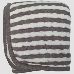 Starting Out One Gray White Stripe Knit Baby Blanket Sherpa Backside Dillard's